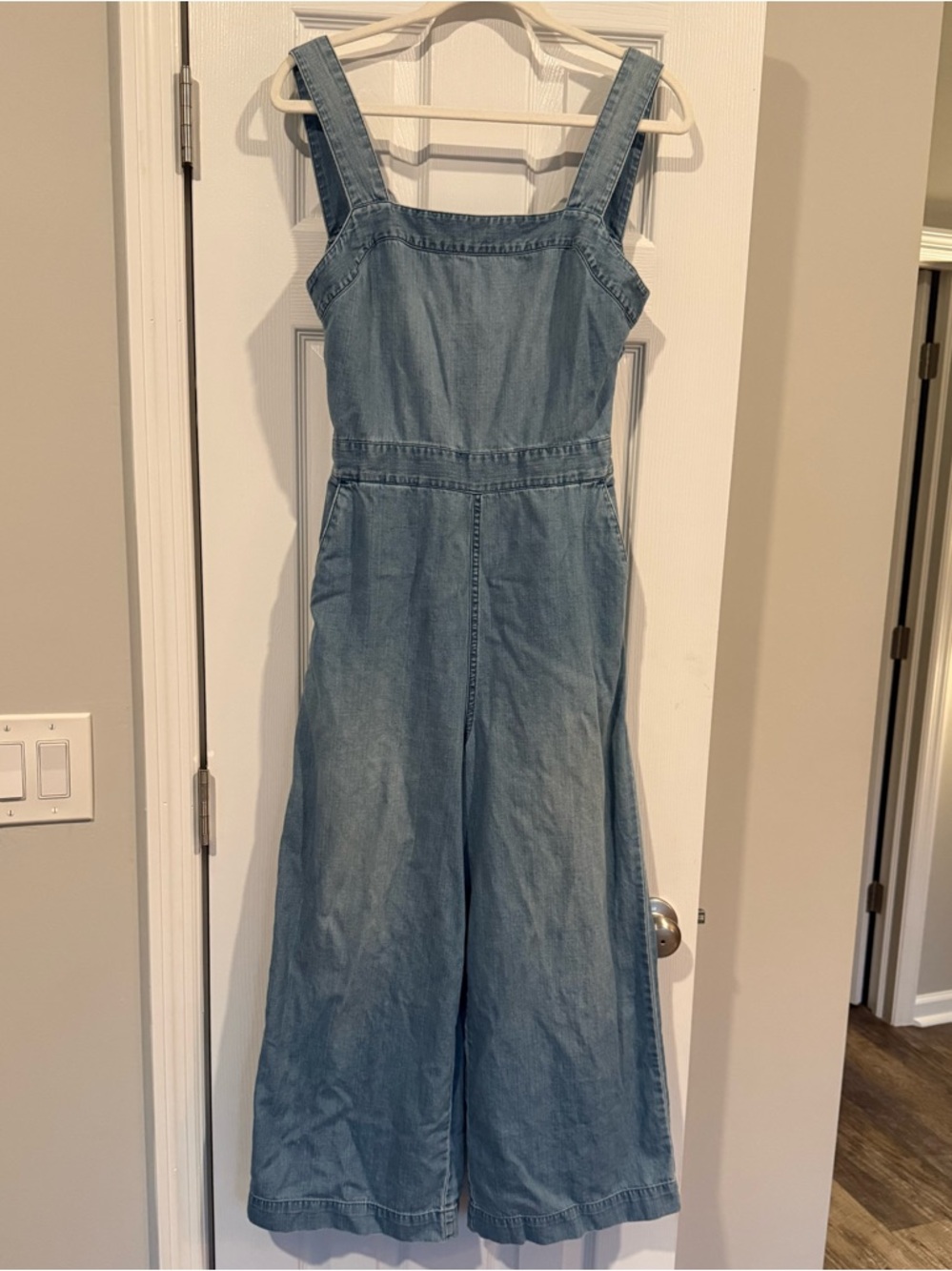 Madewell Light Blue Denim Wide-Leg Jumpsuit